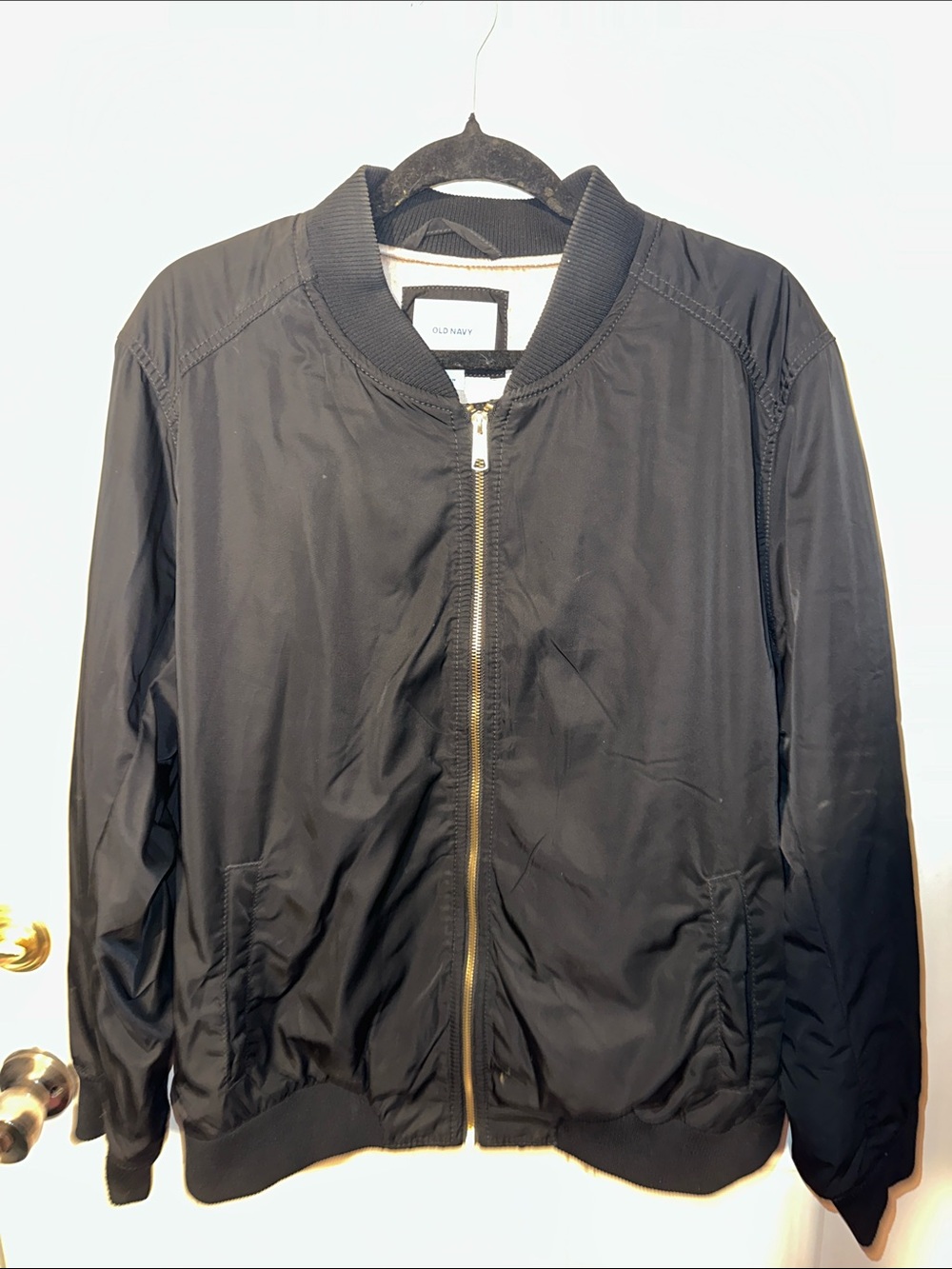 Old Navy Black Bomber Jacket with Gold Zipper